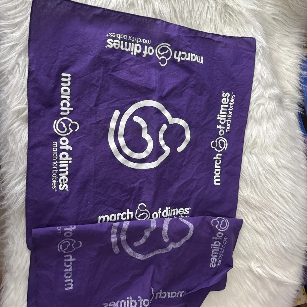 March of Dimes Bandana Lot 2 Purple March for Babies Logo Square Scarf 20x19